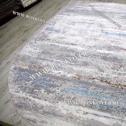 Ковер Турция Современный Дизайн 20 Серый с Голубым Овал